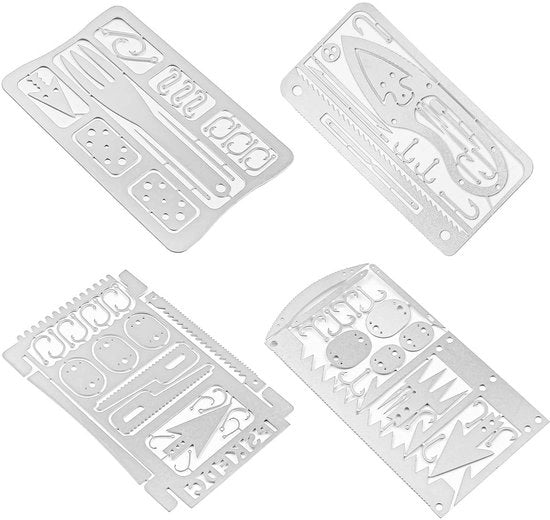 Multitool 4 pezzi - Acciaio inossidabile - Camping/Survival - Attrezzo multifunzionale - EDC - Peso ridotto 100 g - Survivaltool