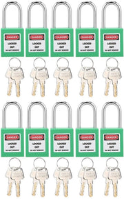 Blocco di Sicurezza Tagout - 10 Set - 38mm Nylon - 20 Chiavi di Rimpiazzo - Barra di Chiusura in Acciaio Resistente ai Colpi - Progetto Antiscivolo - Materiale Duraturo e Rafforzato - Chiusura di Sicurezza