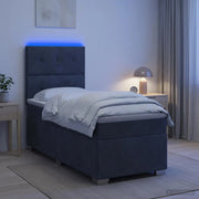 Letto con Box Spring, Materasso e LED Grigio Scuro 90 x 190 cm 3455189