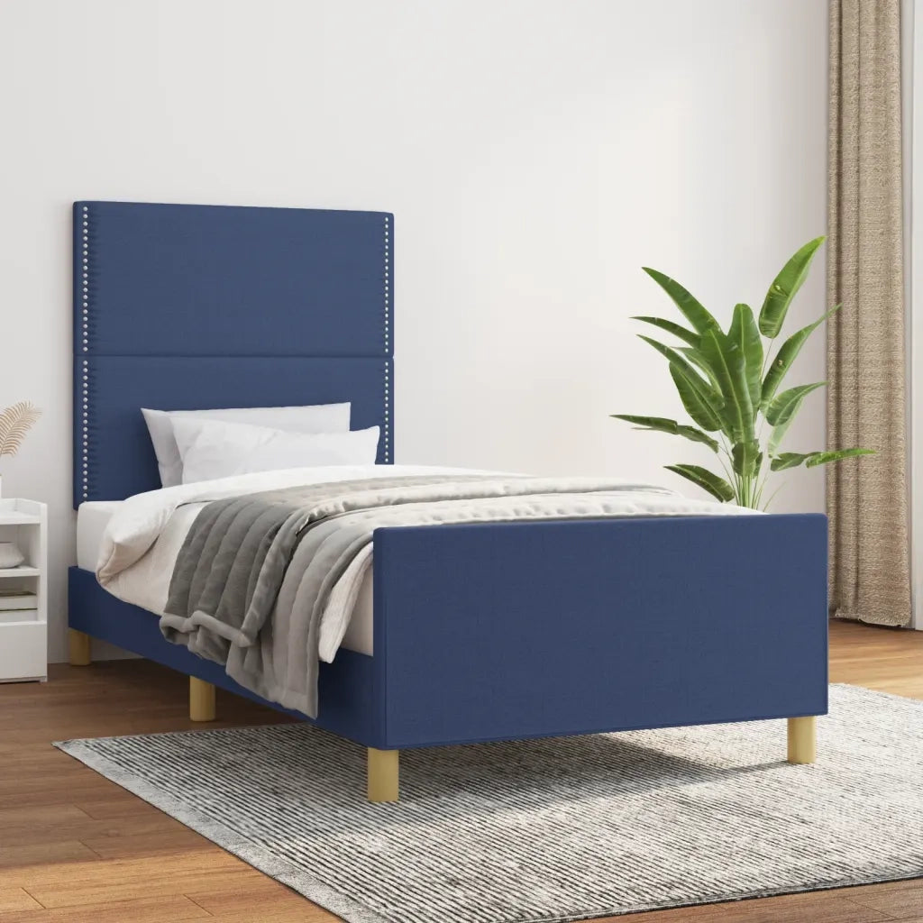 Giroletto senza Materasso-Struttura Letto Blu 90x200 cm in Tessuto 825367