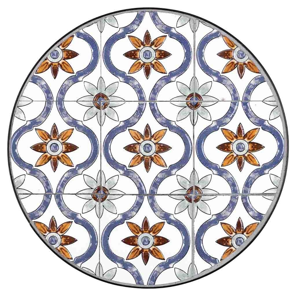 Set 3 pezzi mosaico e staffa in ferro battuto Bianco D30x68h-D25x57h-D