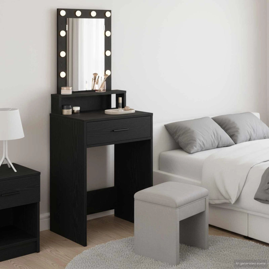 Tavolo da Trucco Nero 50 x 41 x 140 cm Legno ingegnerizzato 865155