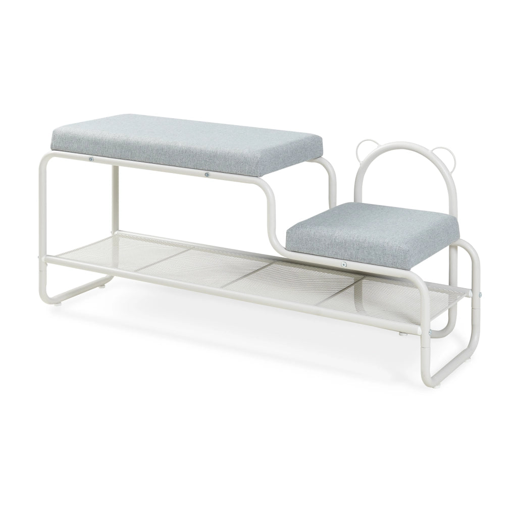 Panca Portascarpe Jässaatka con Sgabello per Bambini 100 x 32 x 46 cm - Grigio [en.casa]