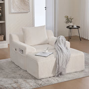 Poltrona oversize - Xylo - Velluto costato con tasche laterali, pouf e nessun assemblaggio