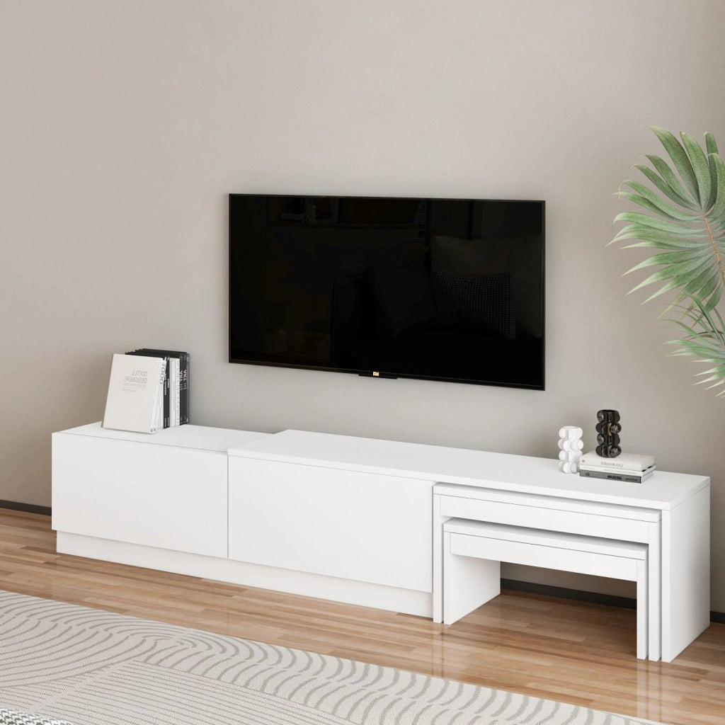 Porta TV in legno "Nest" - 180 x 30 x 36 cm - Bianco
