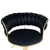 Set di 2 Sgabelli da Bar Girevoli 360° in Velluto con Altezza Regolabile, Design Lussuoso per Cucina e Sala da Pranzo, Nero