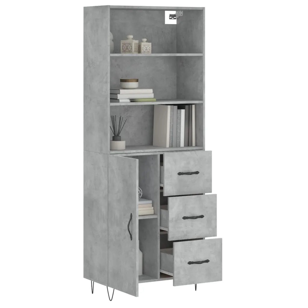 Credenza Grigio Cemento 69,5x34x180 cm in Legno Multistrato 3189441