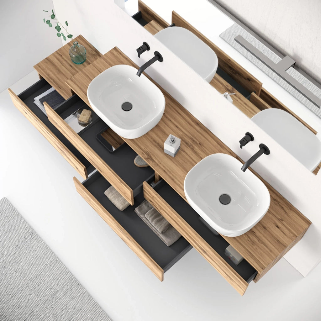 Composizione doppio lavabo 9 pezzi ASTRA quercia