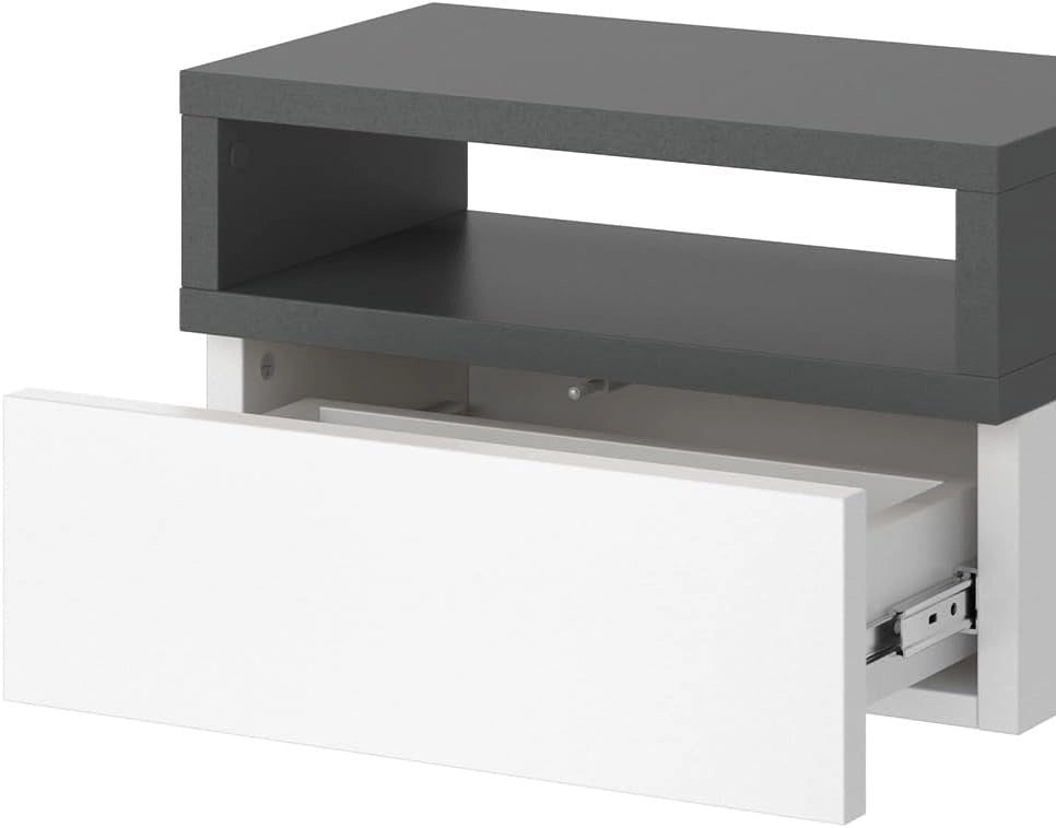 Comodino camera da letto Urbano, Antracite, Set di 2, montabile a parete per un utilizzo salvaspazio in camera da letto