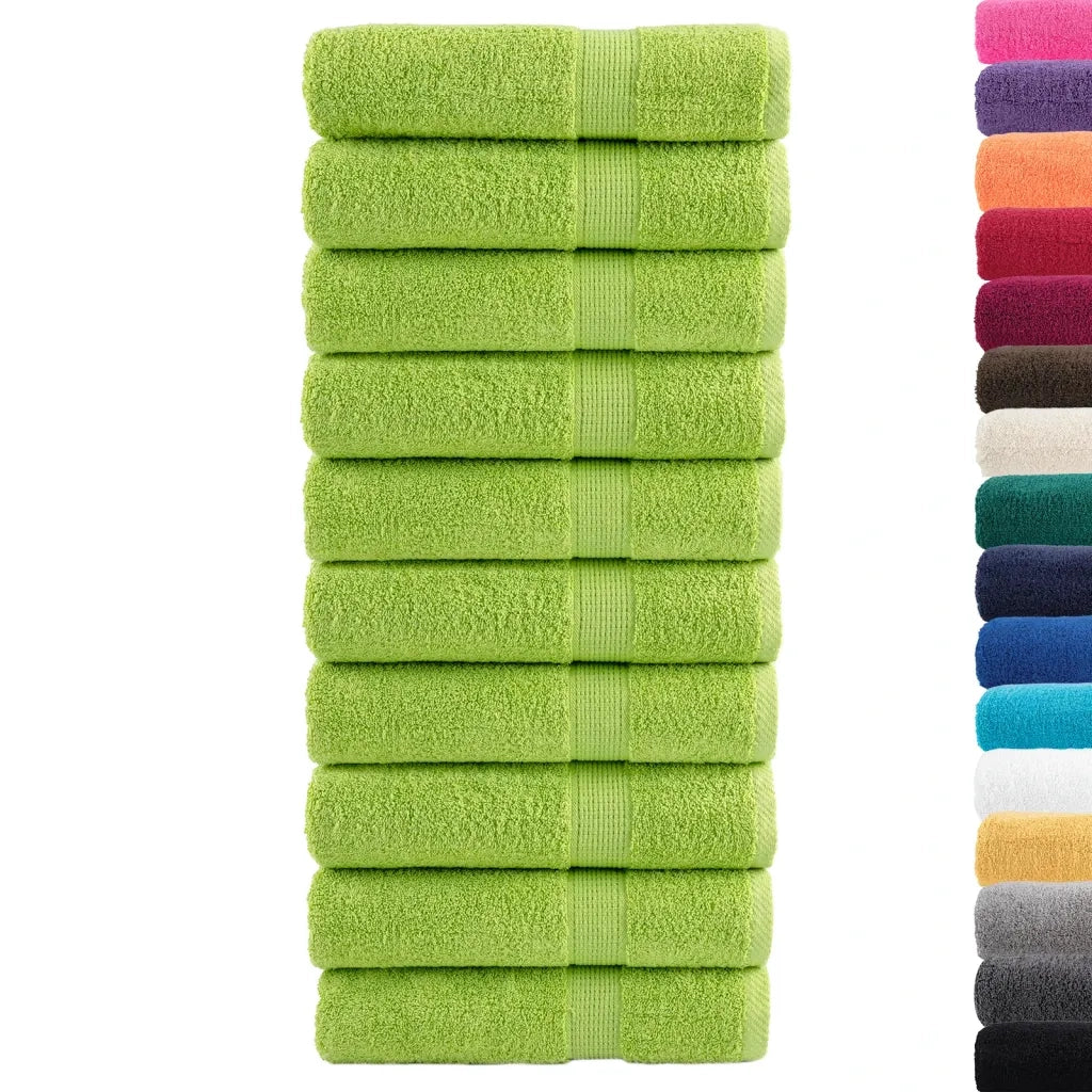 Asciugamani da Bagno SOLUND 10 pz Verdi 100x150cm 600 g/mÂ²