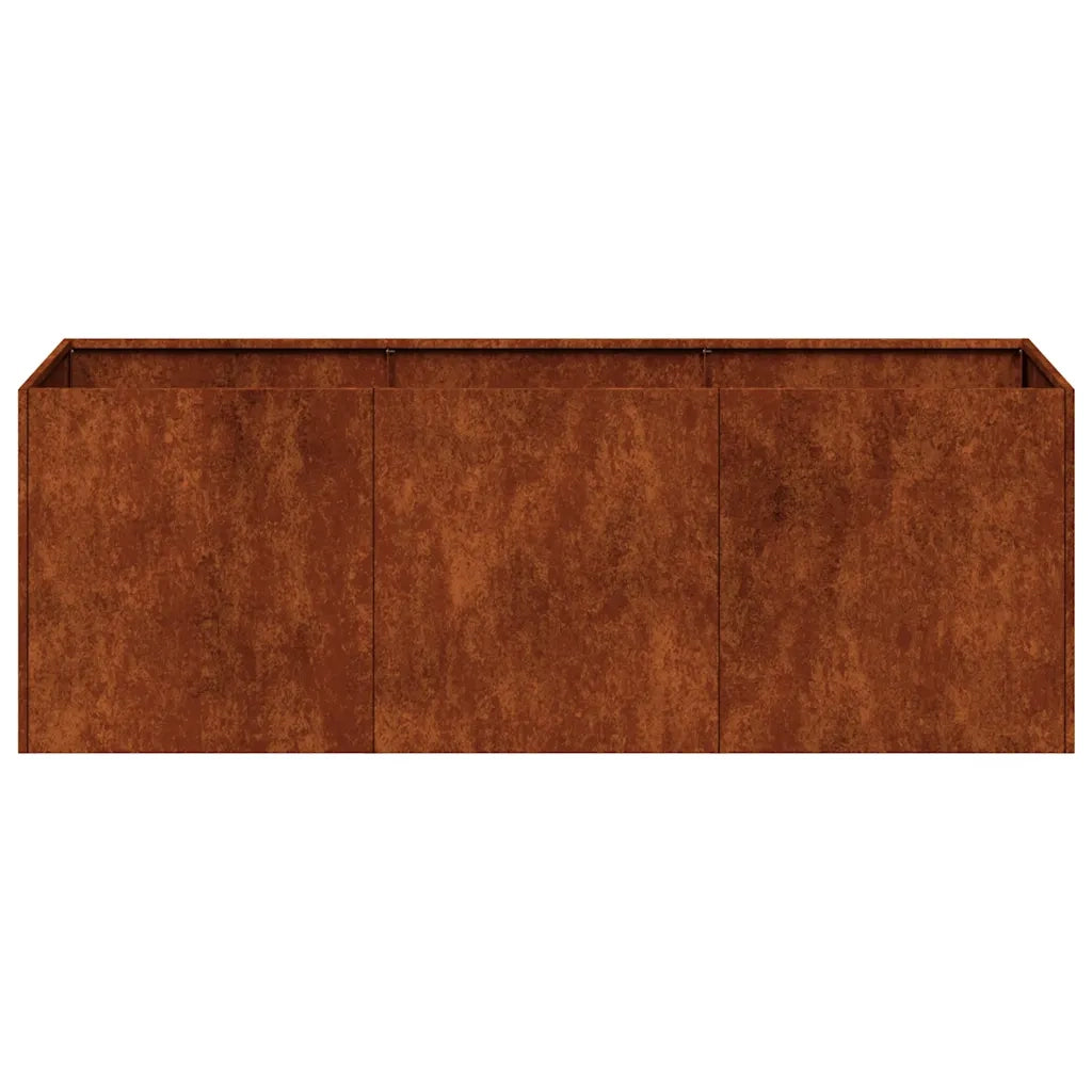 Fioriera-Vaso-Contenitore per Piante Arrugginita 120x40x40 cm in Acciaio Corten