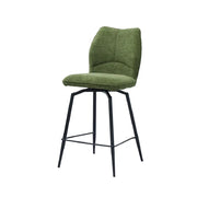 Sedia da bancone girevole CROFT – Tessuto verde – Piedi in metallo nero – Altezza 103 cm – Stile design/industriale