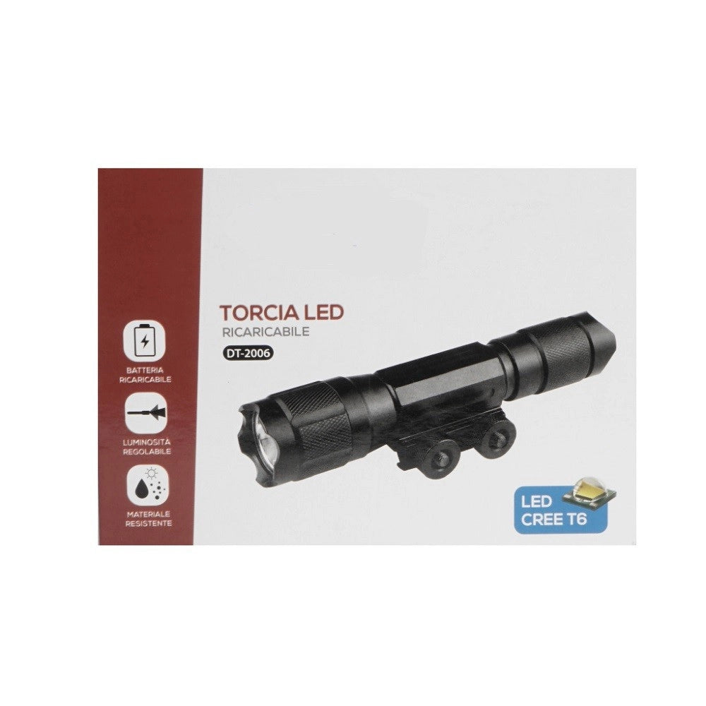 Trade Shop - Torcia Led Ricaricabile Cree T6 Regolabile Militare Con Mirino Per Fucile Dt2006 -