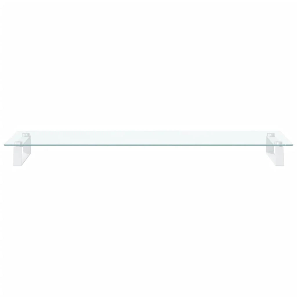 Supporto per monitor mobile da scrivania 100 x 35 x 8 cm vetro temperato e metallo bianco 02_0044852