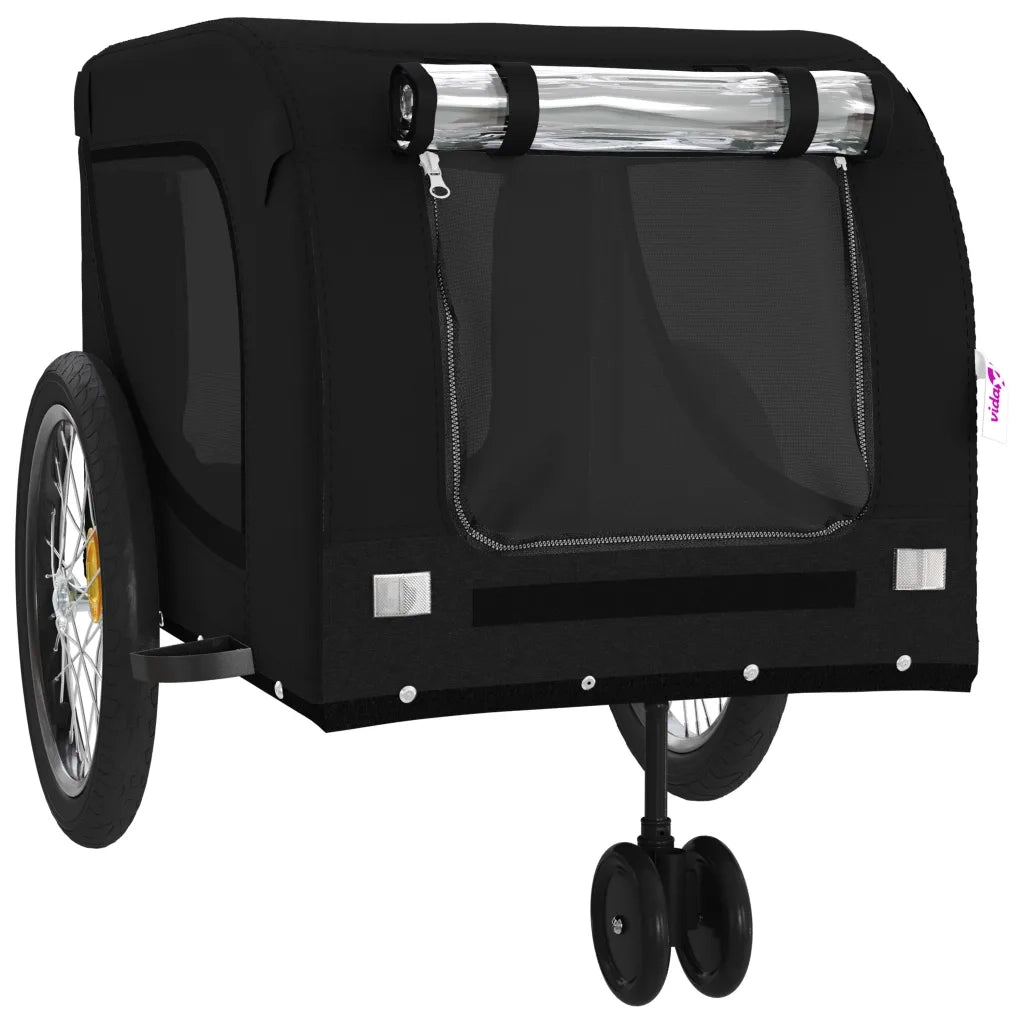 Rimorchio da Bici per Animali Nero Oxford e Ferro 94031