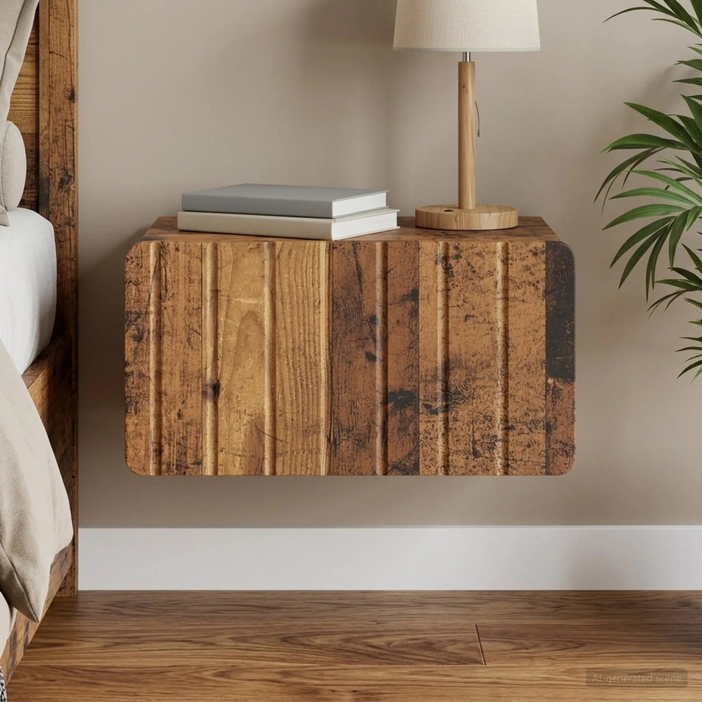 Mobiletto da notte a muro Legno antico 49 x 34,5 x 24 cm 898291