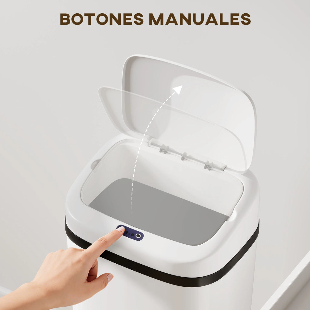 Cestino da Cucina Automatico ¨C zephmum ¨C Bianco Acciaio Inox 50 L