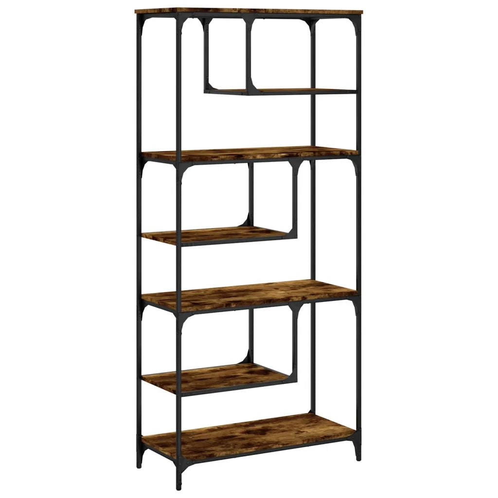 Libreria-Scaffale per Libri-Mobile di Stoccaggio Rovere Fumo 81x36x176 cm in Legno Multistrato