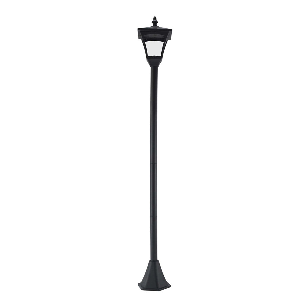 LANTERNA Solare da Giardino 15x15x120 cm Plastica Nera con Picchetto