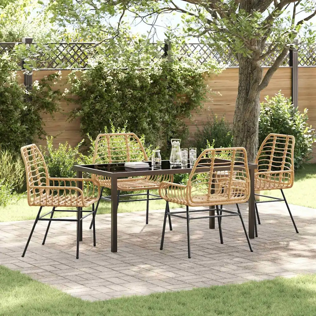 Set da Pranzo per Giardino 5 pcs Marrone polyrattan 3380851