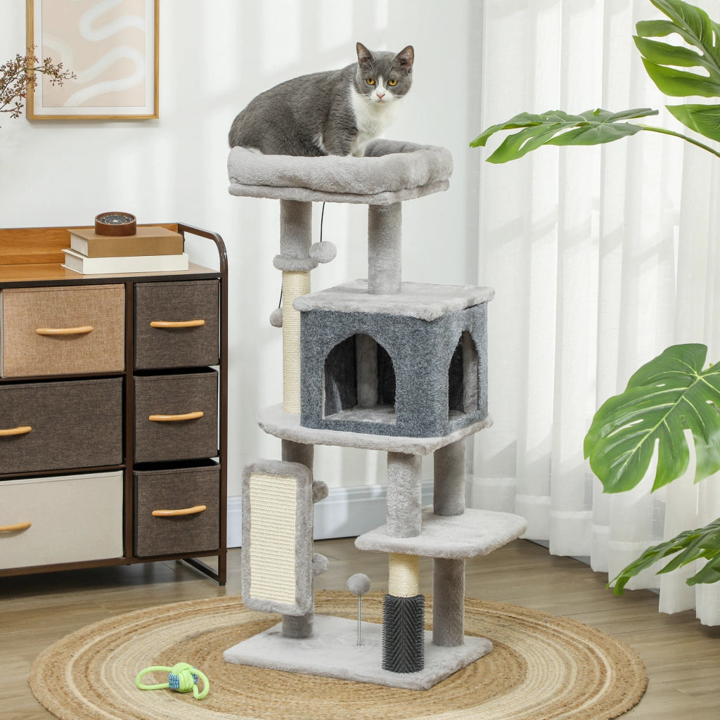 Albero Rascador per Gatti con Piattaforme ¨C Zephmum ¨C Grigio 104 cm