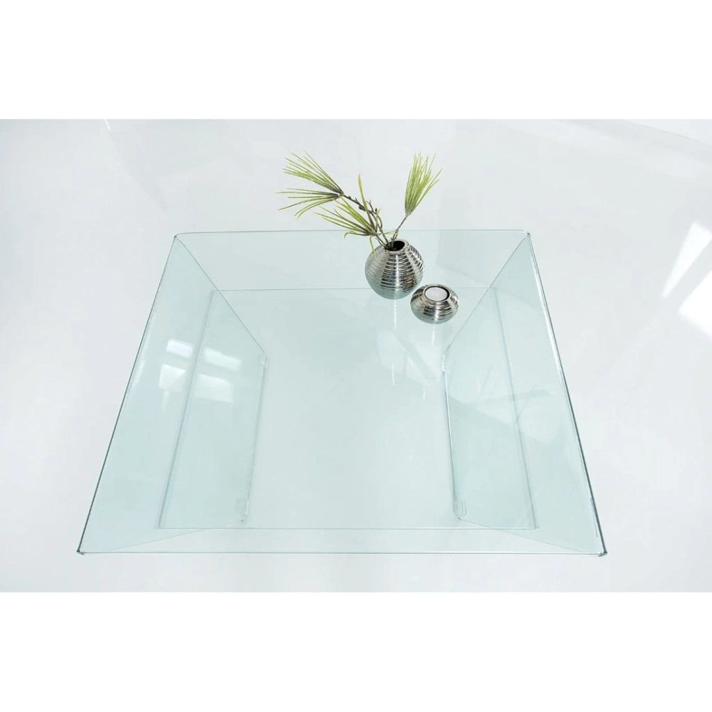 Tavolino basso HOLOW con ripiano – Tavolino basso design asimmetrico in vetro temperato