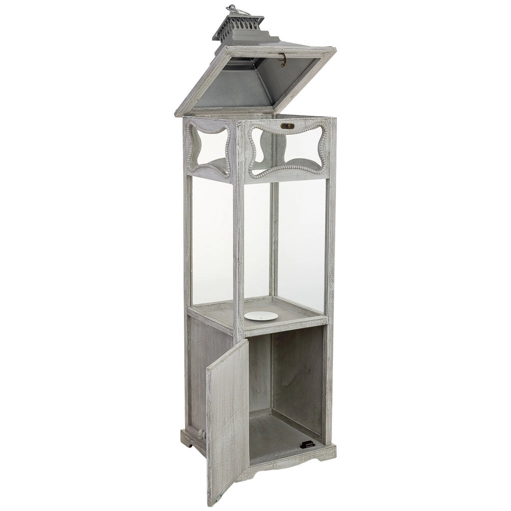 Lanterna in legno grigio 32x32x114h cm