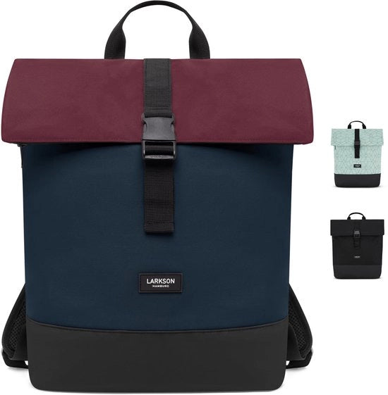 Borsa da lavoro per donna e uomo blu rosso - Tammo - Borsa a rolltop per lavoro università bicicletta - Borsa con tasca per laptop 16 pollici - Borsa con riempimento e impermeabile