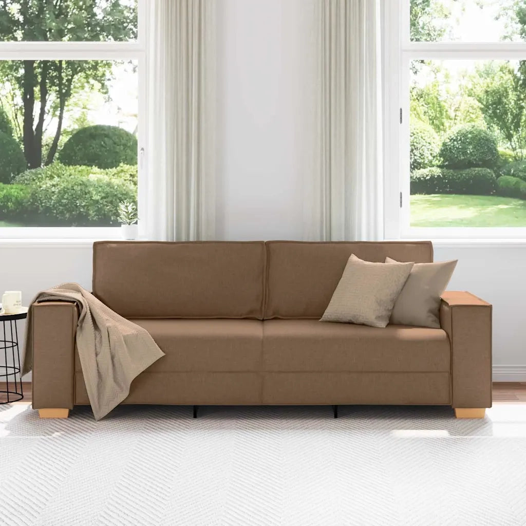 vidaXL Divano a 3 posti Marrone 180 cm Tessuto