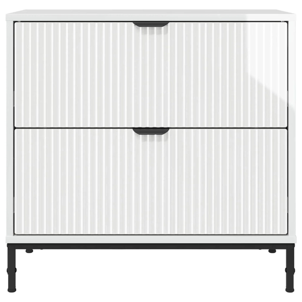 Comodino Bianco lucido 63.5 x 36 x 61 cm Legno multistrato 883468