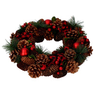 Coroncina rosso scozzese con pigne cm Ø33xh8