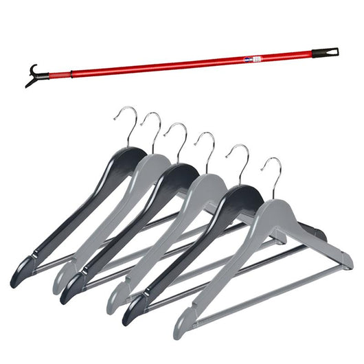 MA MAISON SET 1 ASTA CON GRUCCE IN LEGNO CLASSICO STRUTTURA ANTISCIVOLO STAMPELLE PER ARMADIO IN COLORI ASSORTITI