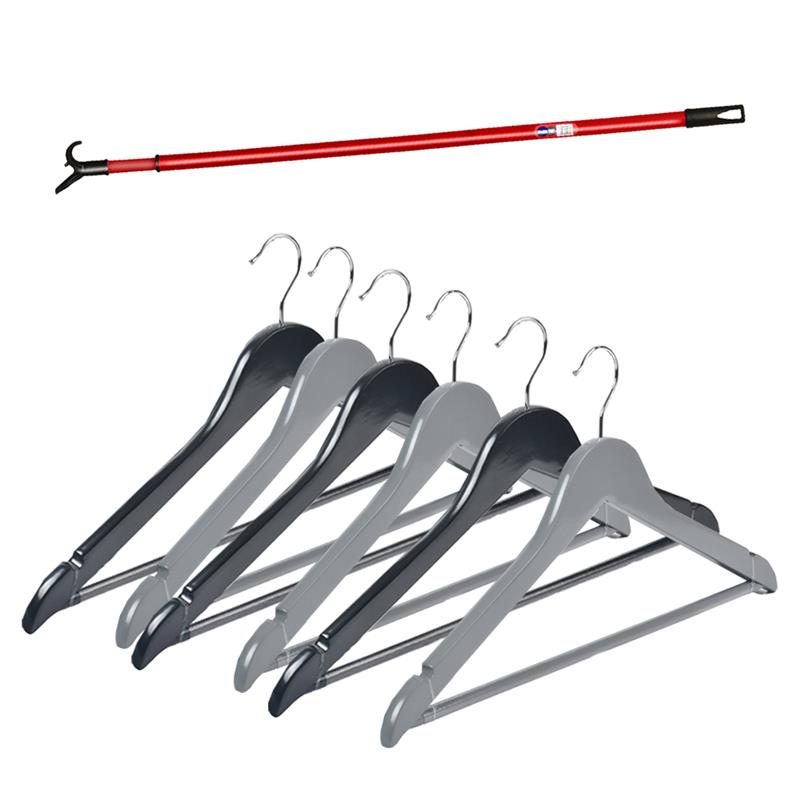 MA MAISON SET 1 ASTA CON GRUCCE IN LEGNO CLASSICO STRUTTURA ANTISCIVOLO STAMPELLE PER ARMADIO IN COLORI ASSORTITI