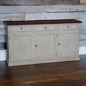Credenza madia buffet in legno Shabby chic 3 ante mod Martini bicolore bianca anticato e noce