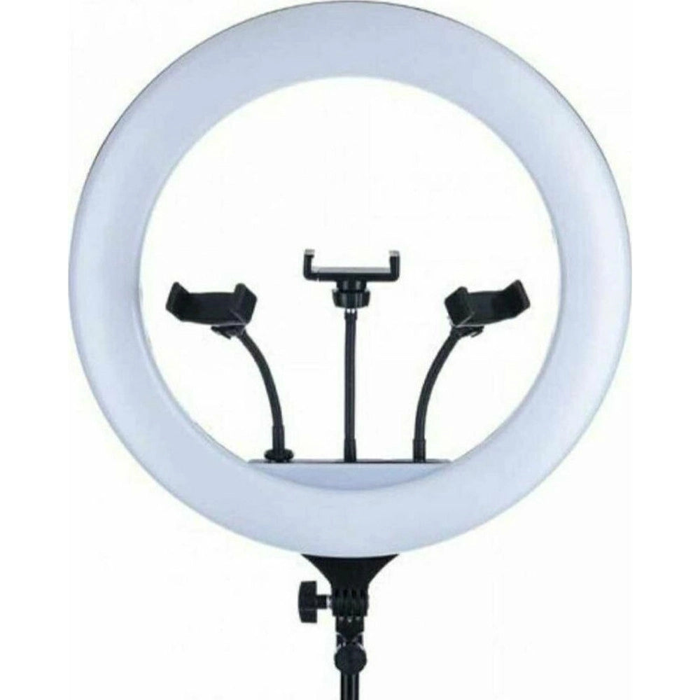 Trade Shop - Luce Ad Anello Led Con Staffa Treppiede Telecomando Supporto Smartphone Foto Set Q-1800 -