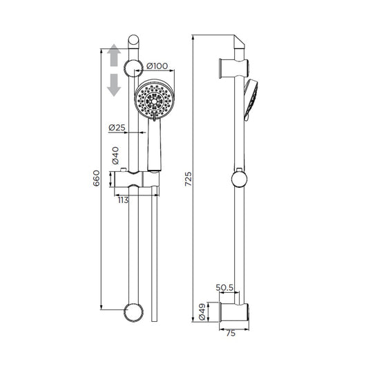 Saliscendi serie era a 3 getti, cromato