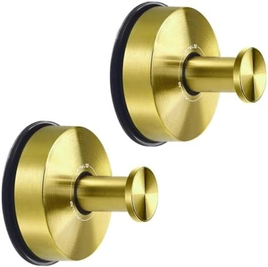 Set di Zughi per Bagno in Acciaio Inossidabile con Maniglie a Veloce Apertura e Vacuüm per Superfici Liscie, Giallo Oro