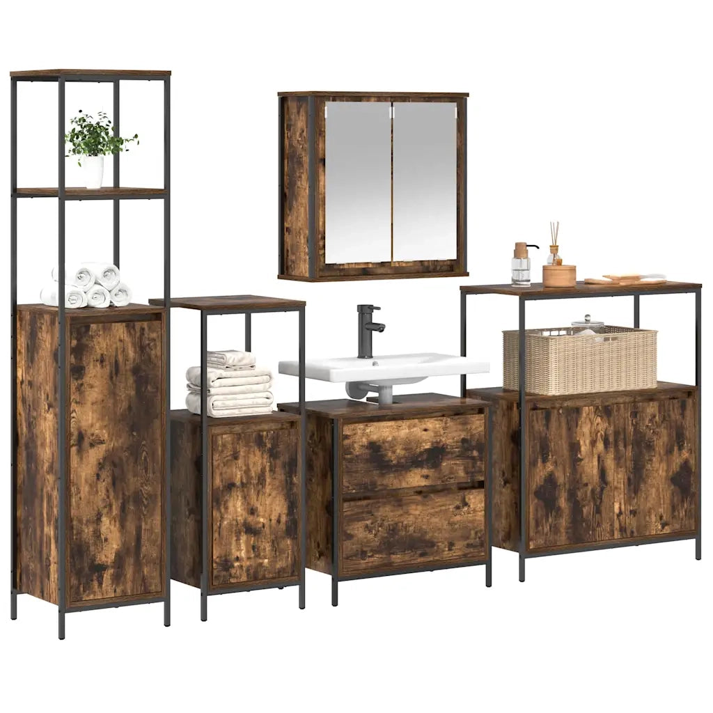 Set di mobili per il bagno 5 pcs Marrone Legno multistrato 3328371