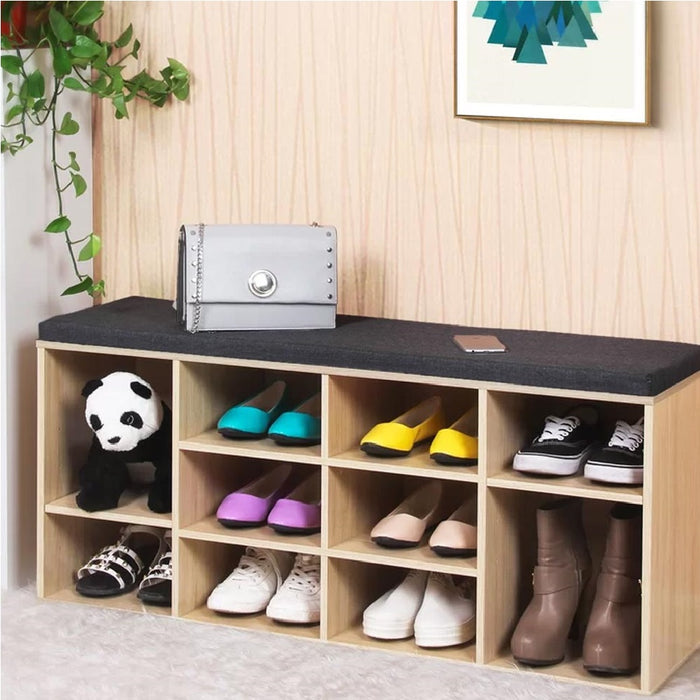 Panca Porta Oggetti Multiuso con Cuscino in Ecopelle 104 x 29.5 H 49cm Beige