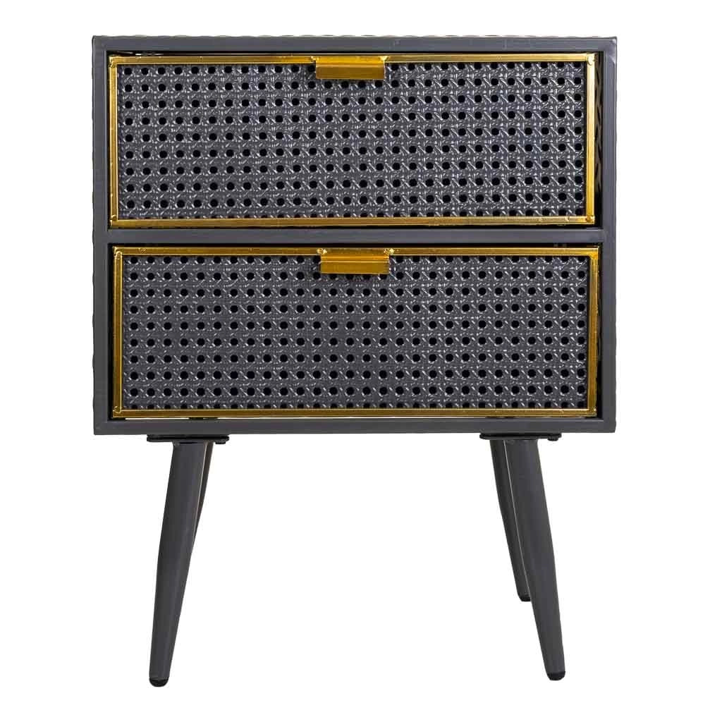 Comodino in metallo nero 50x30x62