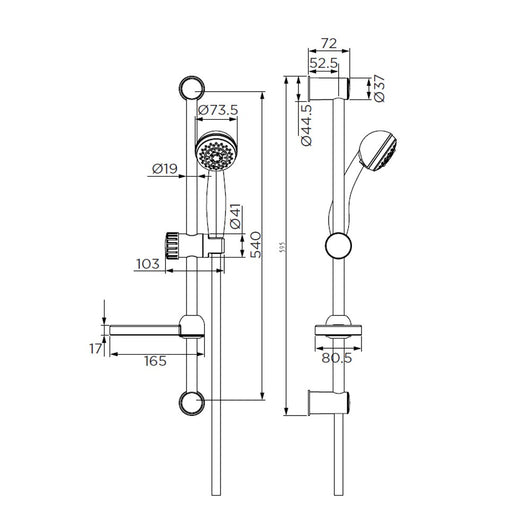Saliscendi serie star cromato, a 3 getti
