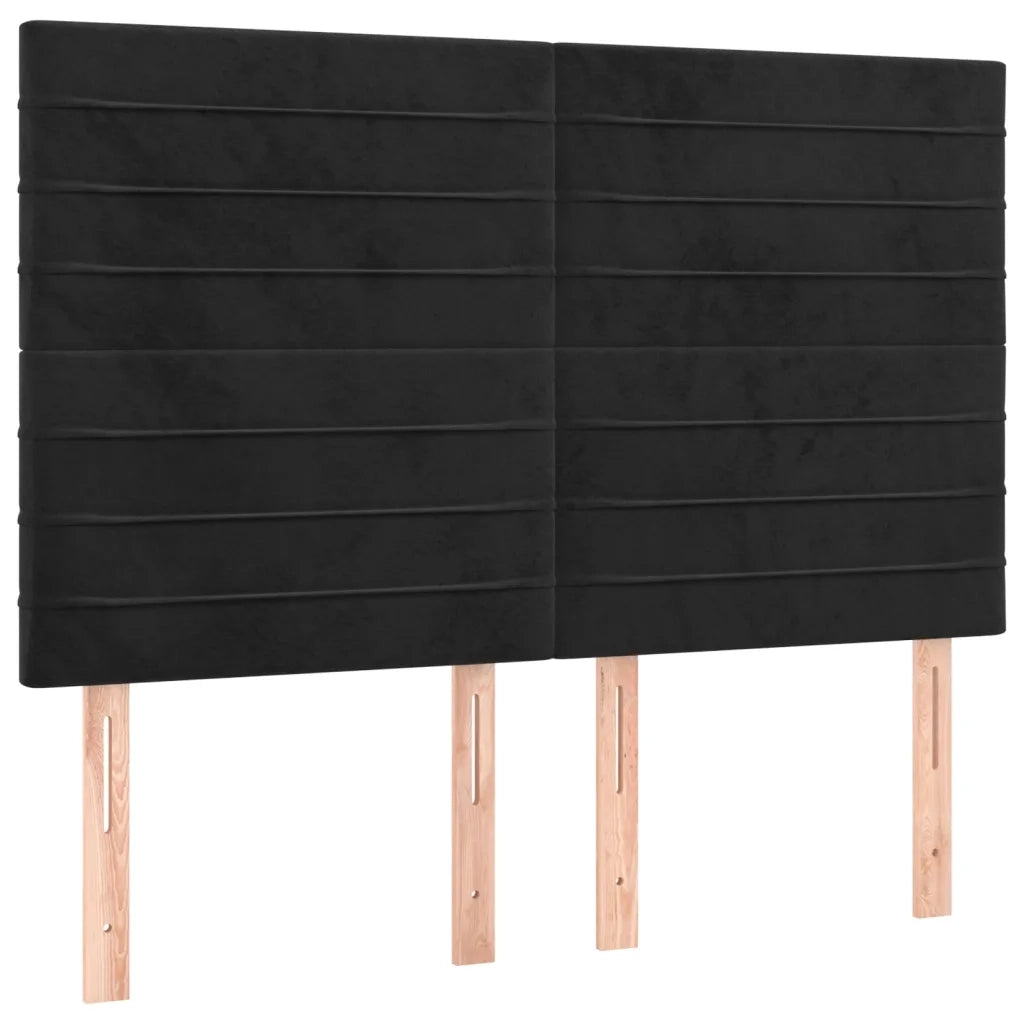 Testiera | Testata Nera 144x5x118/128 cm Velluto