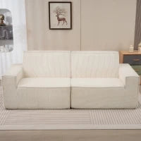 Divano 3 posti in velluto a coste 230 cm, moderno divano, nessun montaggio necessario, beige