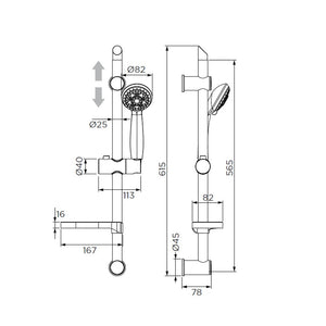 Saliscendi serie tango a 5 getti, cromato