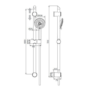 Saliscendi serie edera cromato, a 5 getti