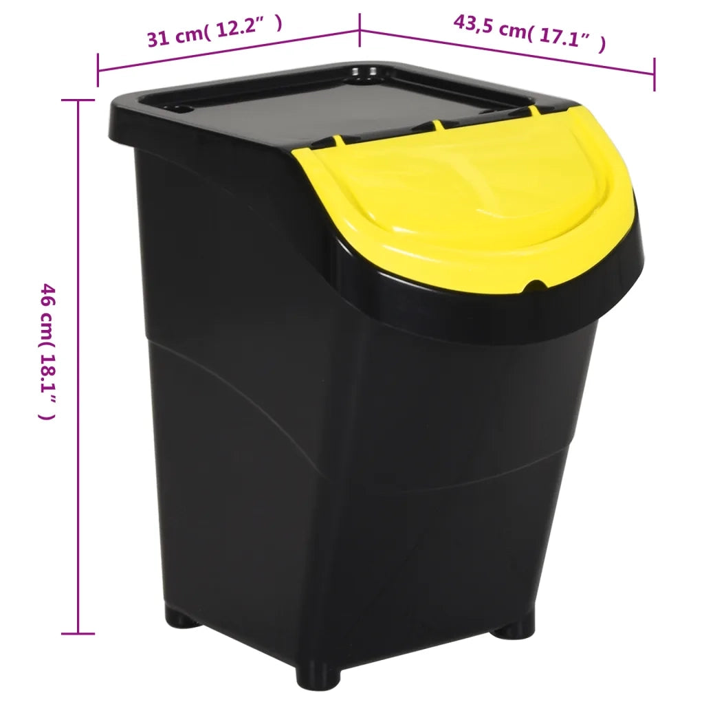 Cestini per Rifiuti Impilabili con Coperchi 3 pz Neri PP 120L CFW8037846