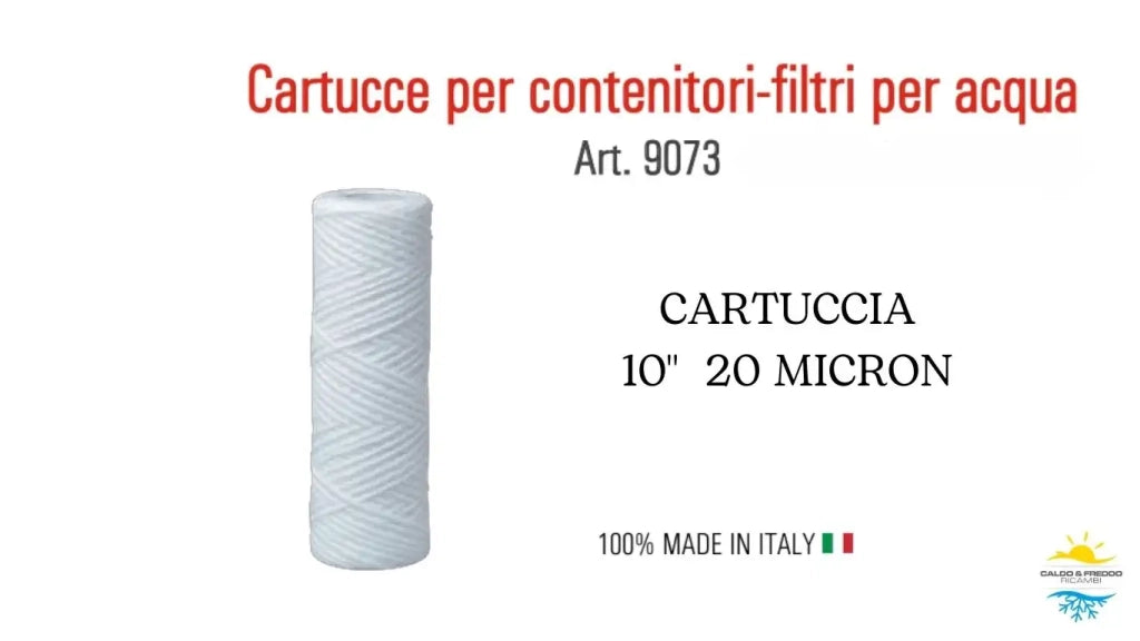 Cartuccia filtrante in Polipropilene filo Avvolto 10" - 20 Micron - durate 12mesi