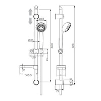 Saliscendi serie regolo cromato a 8 getti, cromato