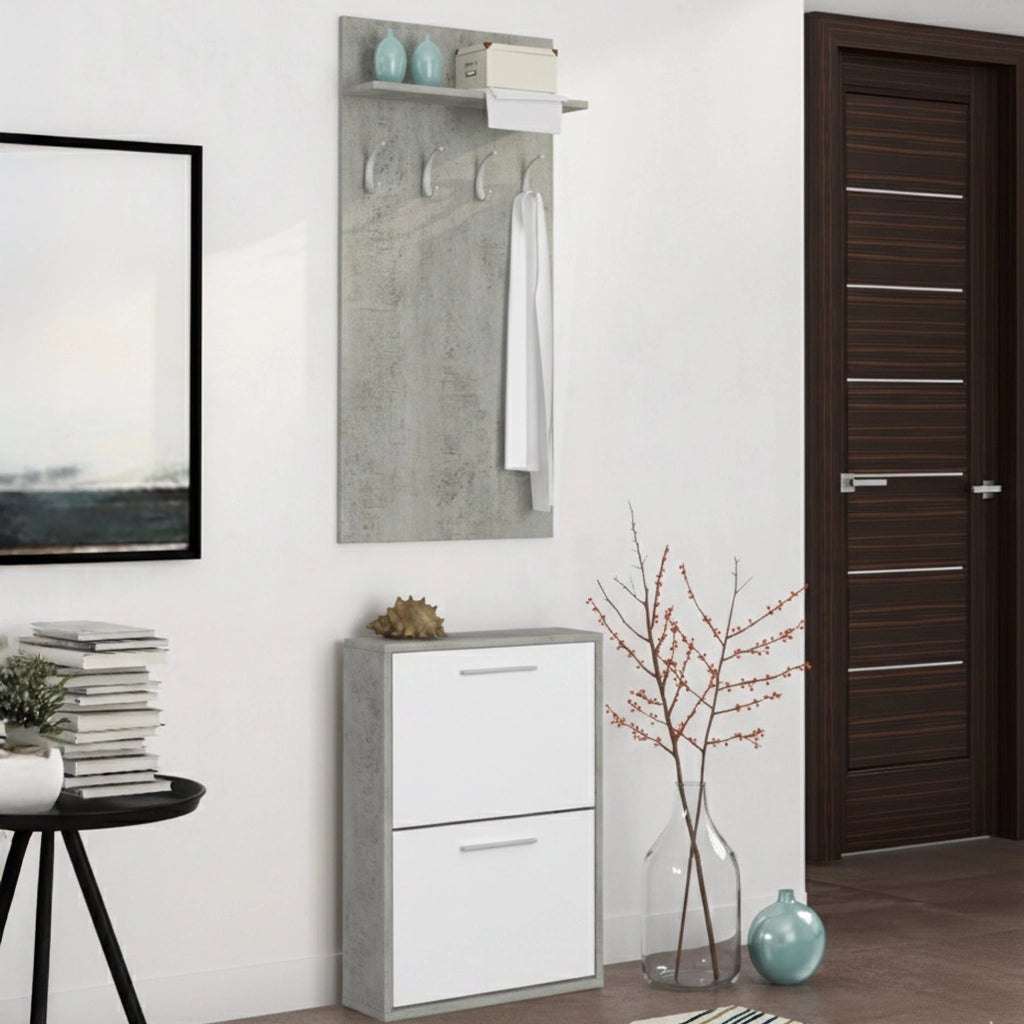 Sestola, Mobile da Ingresso Paia, 54x28x181h cm Grigio Cemento
