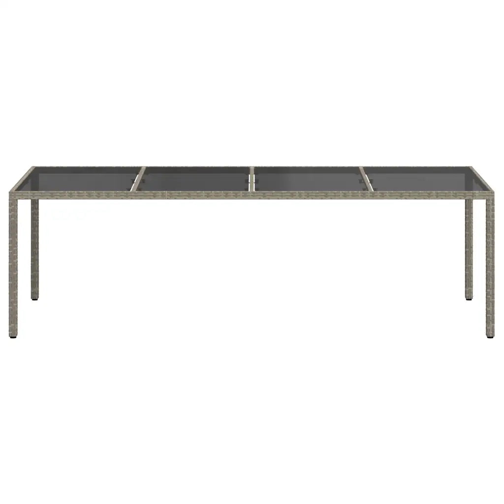 Tavolo Giardino Grigio 250x100x75cm Vetro Temperato Polyrattan 316727
